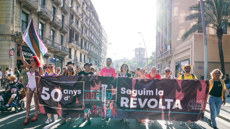 La manifestació que ha convocat la comissió unitària 28 de juny pel dia de l'Orgull. @barcelona_cat