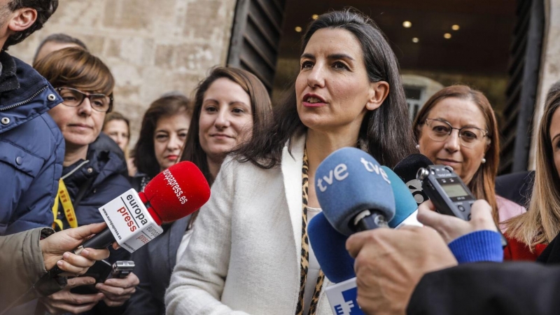 La portavoz de Vox en la Asamblea de Madrid, Rocío Monasterio, la semana pasada en Valencia ante los periodistas.ROBER SOLSONA / EUROPA PRESS