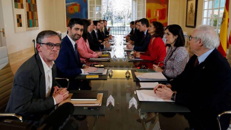 Josep Maria Jové durant una de les reunions amb la taula de diàleg entre la Generalitat de Catalunya i l'Estat espanyol/ EFE