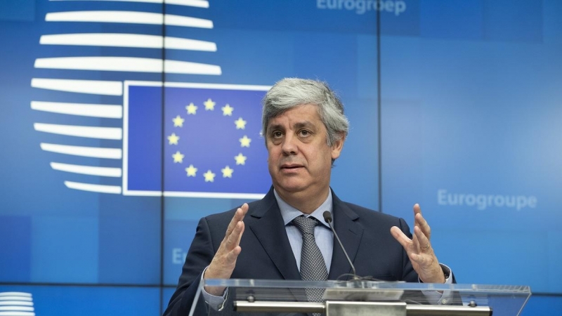 El presidente del Eurogrupo, el portugués Mario Centeno, en una rueda de prensa en Bruselas. E.P./Zucchi Enzo /EU Council/dpa