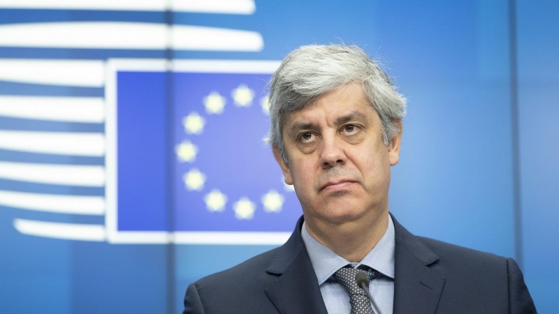 El hasta ahora ministro de Finanzas portugués y presidente del Eurogrupo, Mario Centeno, en una rueda de prensa en Bruselas el pasado diciembre. E.P.