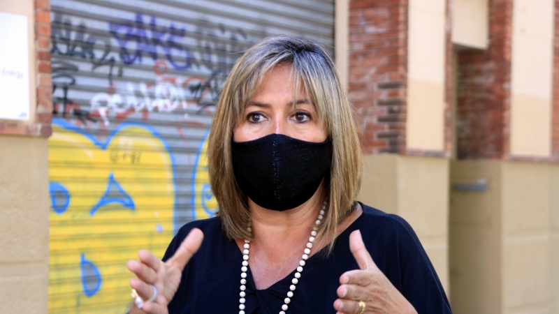 L'alcaldessa de l'Hospitalet, Núria Marín, en l'atenció als mitjans que ha fet aquest dissabte per parlar dels rebrots de coronavirus. ACN