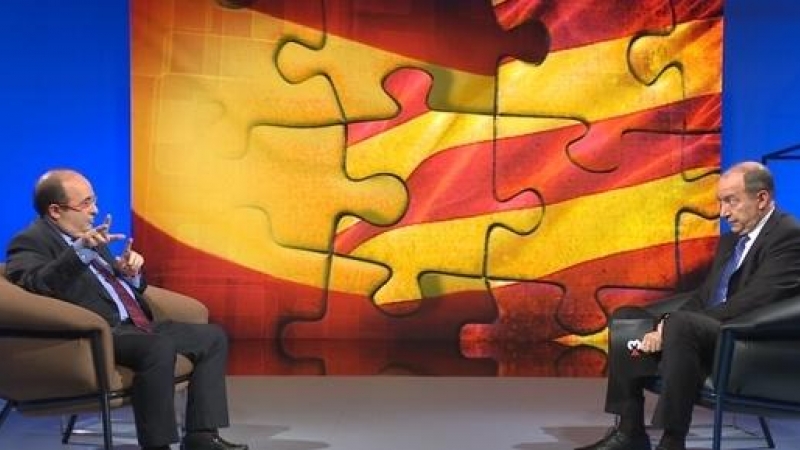 El primer secretari del PSC, Miquel Iceta, en entrevista amb el director de 'Televisió de Catalunya'. CCMA