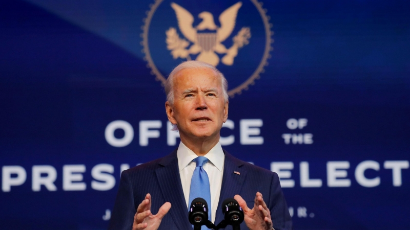11/12/2020. El presidente electo de EEUU, Joe Biden, en una conferencia de prensa en Wilmington, Delaware. - Reuters