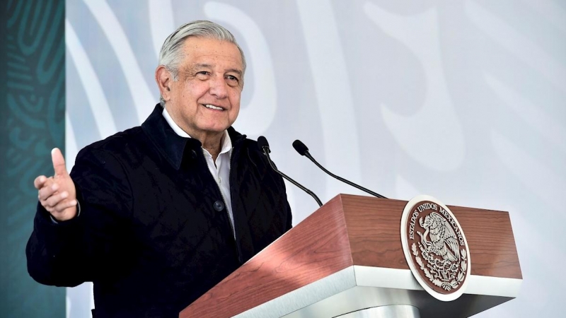 El mandatario Andrés Manuel López Obrador durante un acto público en el estado de San Luis Potosí (México)