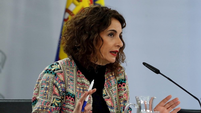 La ministra de Hacienda y portavoz del Gobierno, María Jesús Montero, durante la rueda de prensa posterior al Consejo de Ministros.
