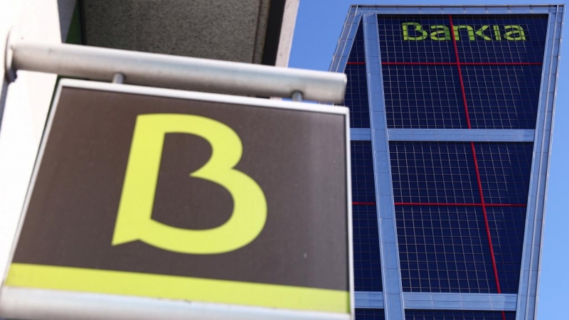 El logo de Bankia en ujna sucursal de la entidad, cerca de su sede en una de las Torres Kio de Madrid. REUTERS/Sergio Perez