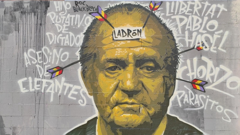 Grafiti a favor de la libertad de Pablo Hasél en Barcelona.