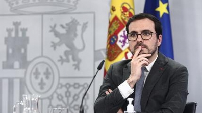 El ministro de Consumo, Alberto Garzón, durante una rueda de prensa convocada ante los medios posterior al Consejo de Ministros, en Madrid, a 19 de enero de 2021