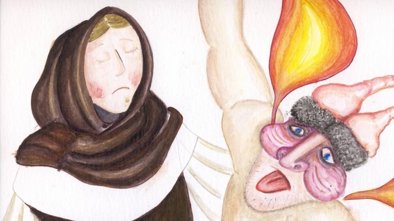 Ilustración de María Soliña, torturada y condenada por brujería en Cangas.