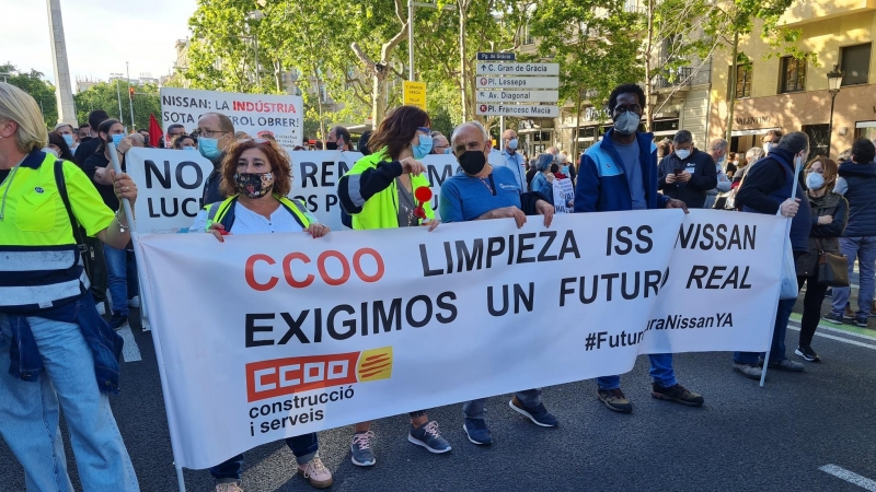Manifestació dels treballadors de Nissan per reclamar la reindustralització, el 13 de maig a Barcelona.