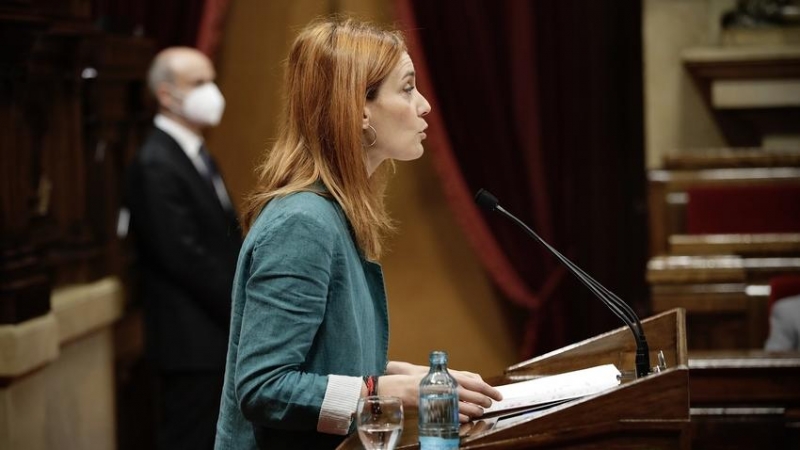 La líder dels comuns, Jéssica Albiach, en el ple d'investidura del Parlament.