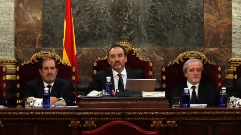 El tribunal del judici del procés, amb Manuel Marchena al mig, el 18 de desembre de 2018