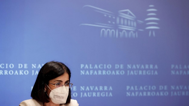 La ministra de Sanidad, Carolina Darias comparece en rueda de prensa tras la reunión del Consejo Interterritorial de Salud que se ha celebrado este miércoles en Pamplona
