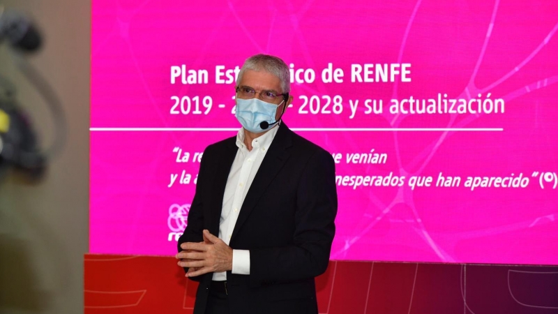 El presidente de Renfe, Isaías Táboas, durante la presentación de la revisión del Plan Estratégico de la compañía ferroviaria.