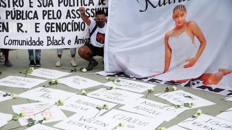 Protesta en Brasil contra el racismo institucional del Gobierno de Bolsonaro.