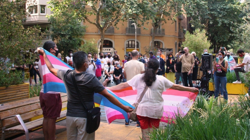 Concentració de diverses entitats a Barcelona amb motiu de la Diada Internacional per l'Alliberament LGTBI+, el passat 28 de juny.