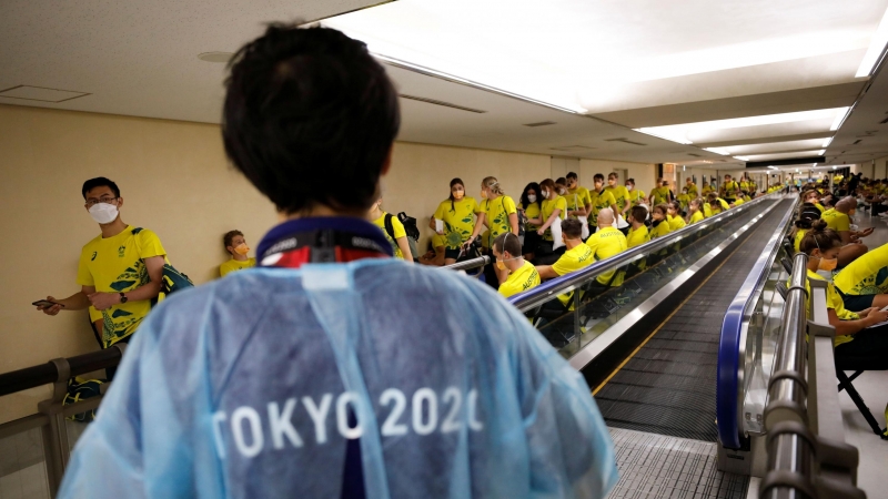 17/07/2021. El equipo olímpico de Australia llega a Japón con motivo de los Juegos de Tokio 2020. - REUTERS