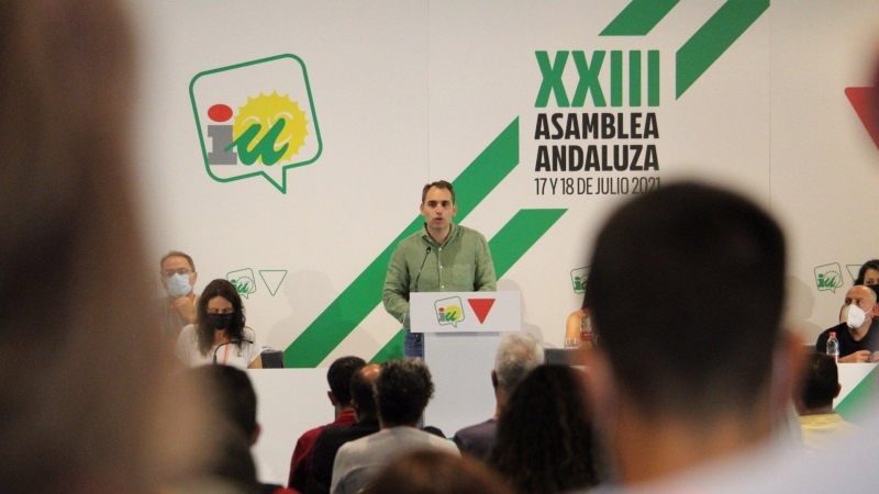 El coordinador general de IU Andalucía, Toni Valero, en la XXIII Asamblea Andaluza de IU.