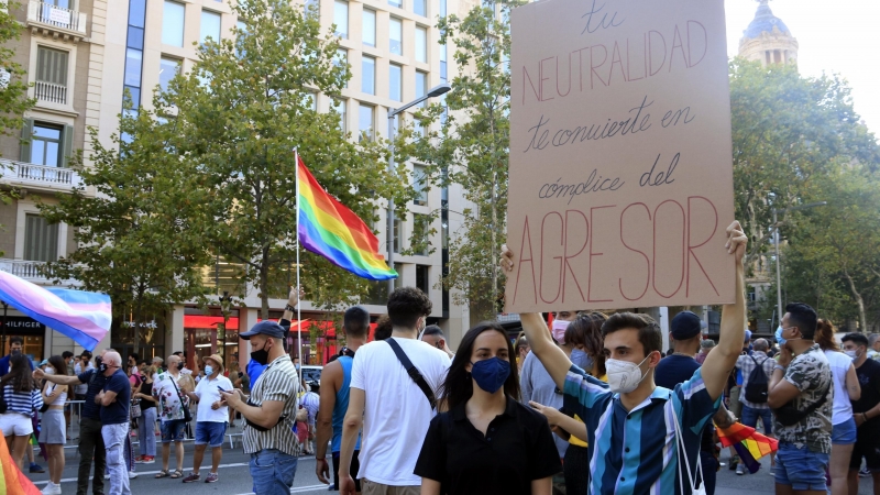Un momento de la manifestación en Barcelona.
