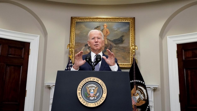 Joe Biden, presidente de EEUU, habla sobre Afganistán en la Casa Blanca.