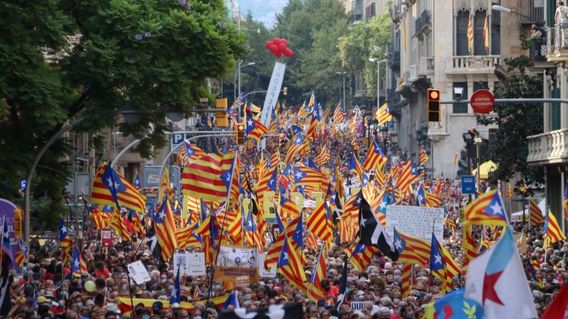 La manifestació de la Diada d'aquest 2021 ha omplert la Via Laietana.