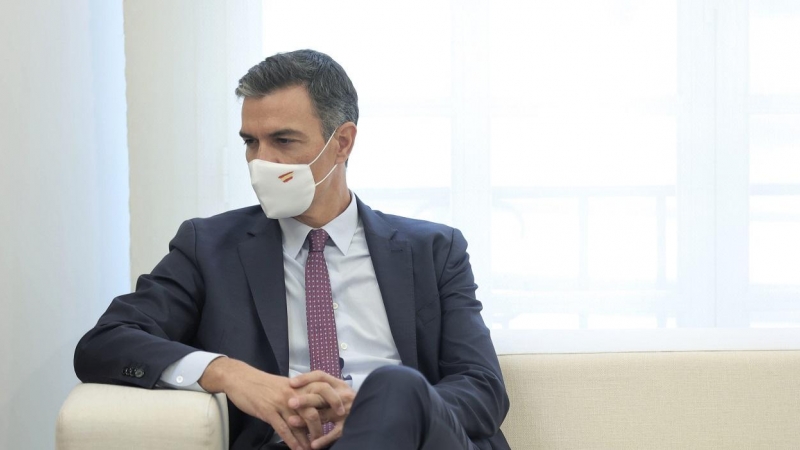 El presidente del Gobierno, Pedro Sánchez, en el Palacio de la Moncloa, durante la visita del presidente de la República de Chile, Sebastián Piñera. E.P./Eduardo Parra