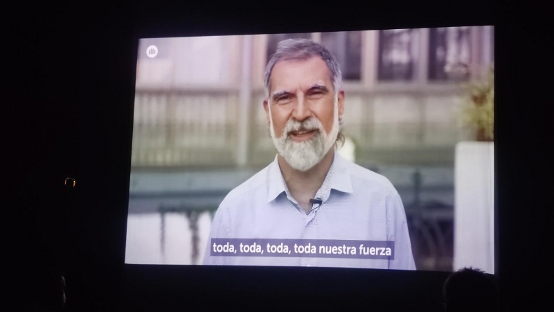 Intervención de Jordi Cuixart mediante un vídeo grabado.