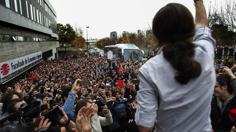 Pablo Iglesias en diciembre del 2015 en la Facultad de Económicas de la Universidade de A Coruña