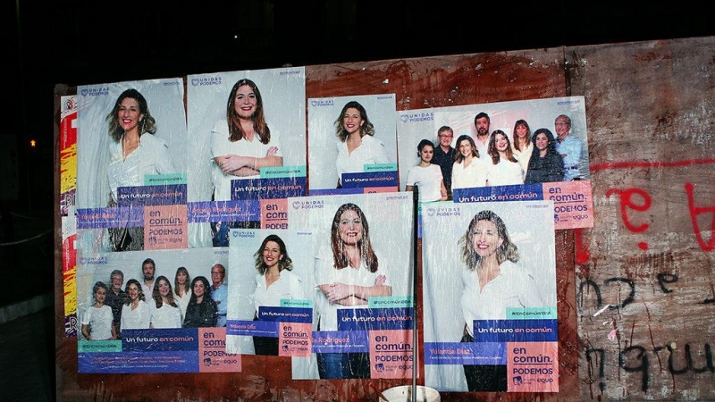 Carteles electorales de Galicia En común para las elecciones generales de abril de 2019.