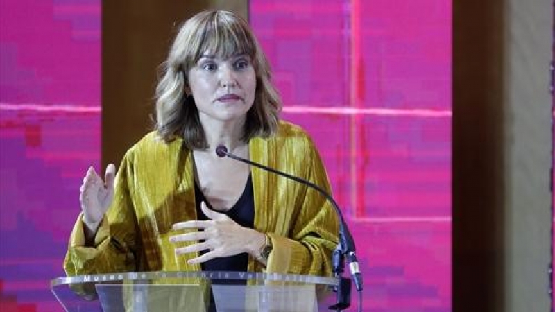 La ministra de Educación y Formación Profesional, Pilar Alegría, durante la clausura del evento ‘FP Talks’, en el auditorio del Museo de la Ciencia, a 20 de octubre de 2021, en Madrid.