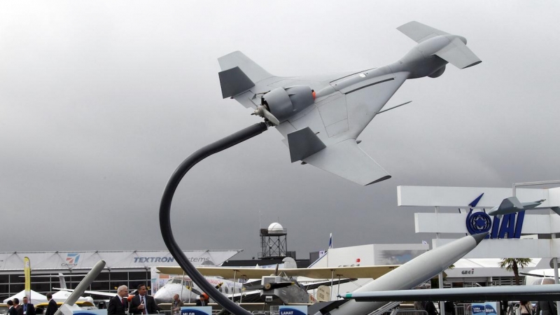 Presentación del dron Harop en el Salón Aeronáutico Internacional de París el 17 de junio de 2015.