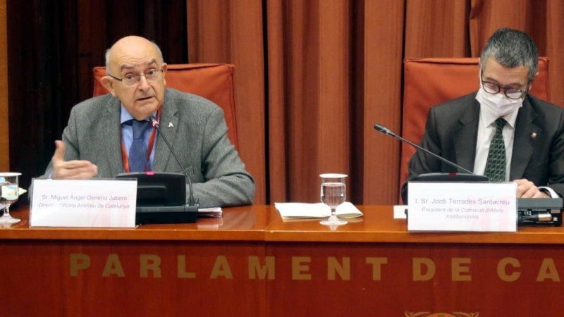 El director de l'OAC, Miguel Ángel Gimeno, en la compareixença al Parlament d'aquest dijous.