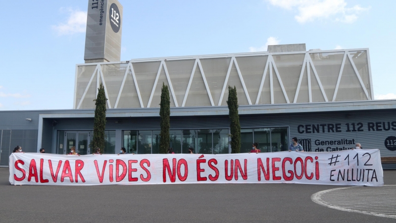 Una imatge de l'inici de la vaga dels treballadors del 112 del centre de Reus, de l'agost passat.