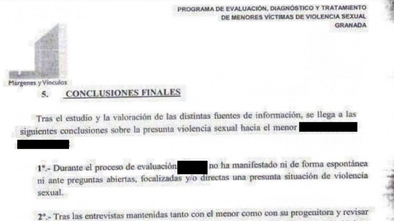 Informe de Márgenes y Vínculos sobre los posibles abusos sexuales al hijo de Rivas.