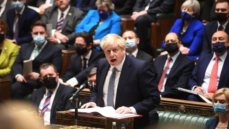 El primer ministro británico, Boris Johnson, durante la sesión de preguntas al presidente.