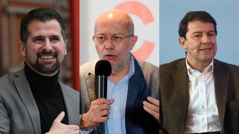 Los candidatos a las elecciones de Castilla y León Luis Tudanca (PSOE), Alfonso Fernández Mañueco (PP), y Francisco Igea (Ciudadanos).