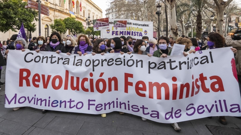 Manifestación del Día de la Mujer con el lema Feminismo Inclusivo Siempre, hoy martes, convocada por la Asamblea Feminista de Sevilla junto a otros treinta grupos y organizaciones..