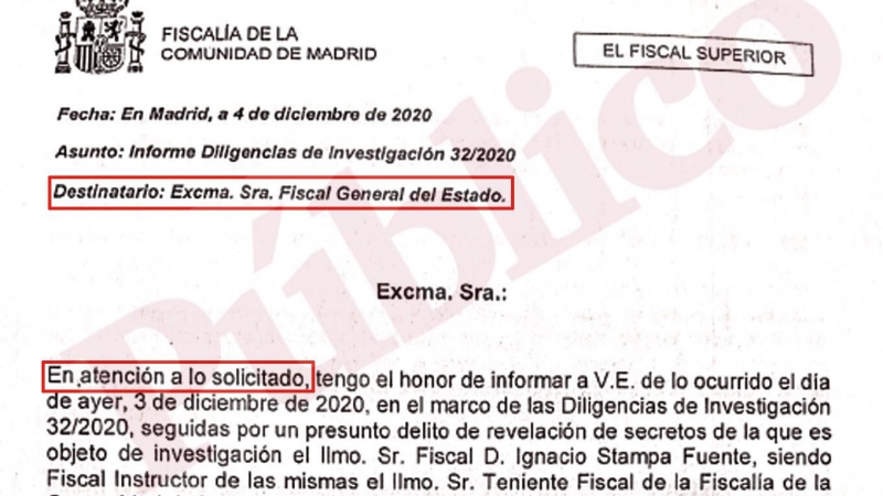 Correo electrónico enviado por el exfiscal jefe de Madrid a Dolores Delgado