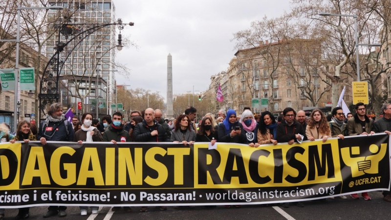 19/03/2022 - La manifestació que s'ha fet aquest dissabte a Barcelona contra el racisme, convocada per Unitat contra el Racisme.