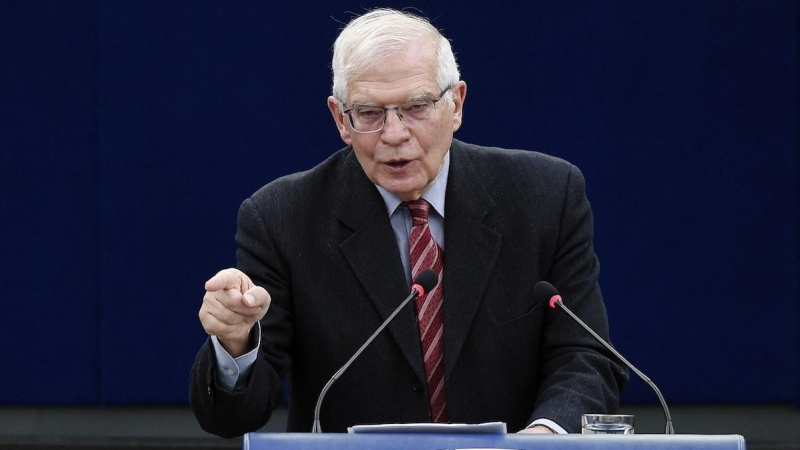 El jefe de política exterior de la Unión Europea, Josep Borrell, pronuncia un discurso durante un debate sobre la seguridad de Europa tras la invasión rusa de Ucrania, en Estrasburgo, a 9 de marzo de 2022.