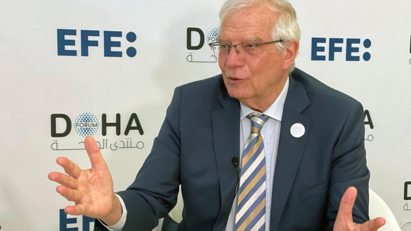 El alto representante de la Unión Europea para Asuntos Exteriores, Josep Borrell, en una entrevista en el marco del Foro de Doha, a 27 de marzo de 2022.