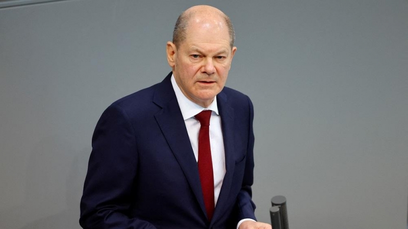 Olaf Scholz durante una intervención en el parlamento alemán.