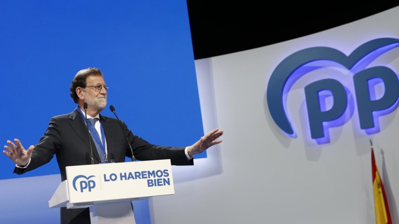 El expresidente del Gobierno Mariano Rajoy durante su intervención en el XX Congreso Nacional del PP, en Sevilla. EFE/ Julio Muñoz