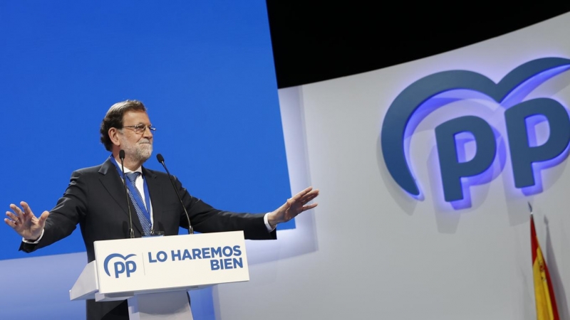 El expresidente del Gobierno Mariano Rajoy durante su intervención en el XX Congreso Nacional del PP, en Sevilla. EFE/ Julio Muñoz