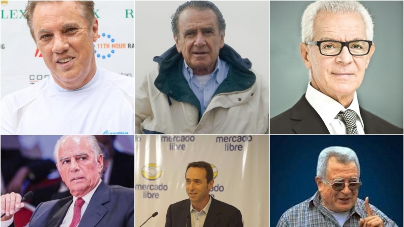 07/04/2022 - Arriba, de izquierda a derecha: Alejandro Roemmers Jr., Eduardo Eurnekia, Eduardo Constantini. Abajo, idem: Alejandro Burlgheroni, Marcos Falperin y Gregorio Companc.