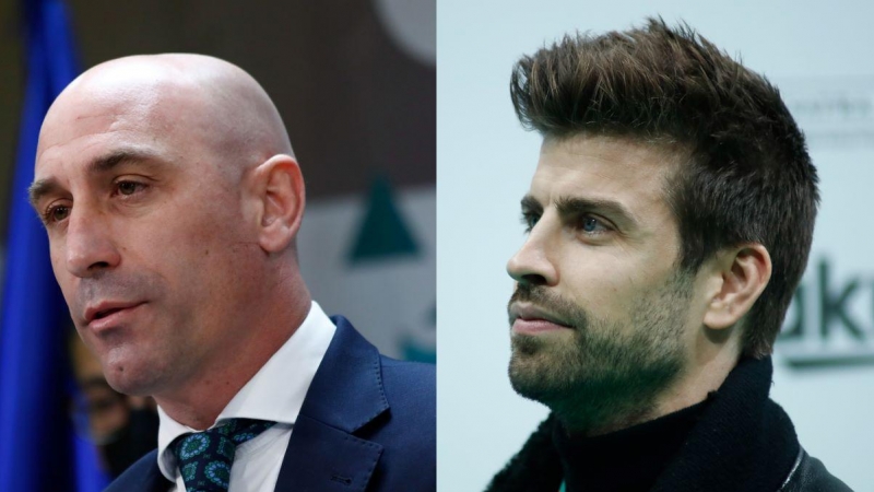 El presidente de la Federación de Fútbol, Luis Rubiales, y el futbolista del FC Barcelona y empresario Gerard Piqué.