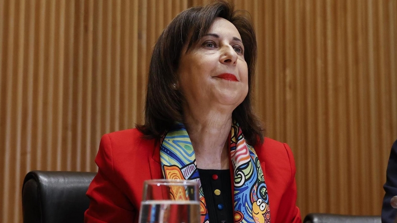La ministra de Defensa, Margarita Robles, durante su comparecencia este miércoles ante la Comisión de Defensa del Congreso.