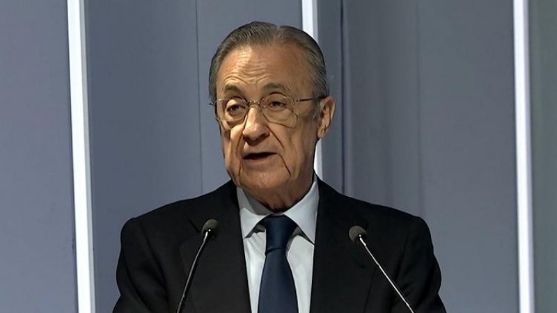 El presidente de ACS, Florentino Pérez, durante su intervensión en la junta de accionistas de la constructora, en Madrid.