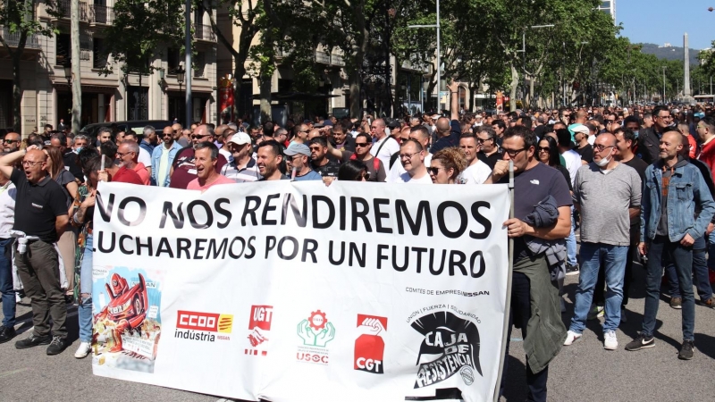 11/05/2022 - La mobilització d'aquest dimecres dels antics treballadors de Nissan per reclamar la reindustrialització.